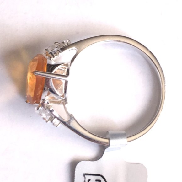 Genuine Burmese Amber .925 Ring RARE 16mm Fat Pear Sterling Silver Natural - Picture 15 of 16